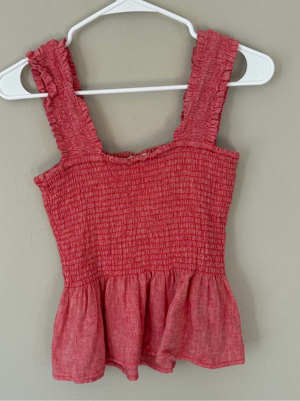 Maeve Schuyler Smocked Peplum Blouse Coral Small - Picture 6 of 6